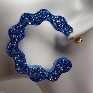 SparkleWave Blue Handcrafted Earrings